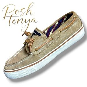 Sperry Top Sider Metallic Gold Boat Shoes Leather Size 6 Coastal